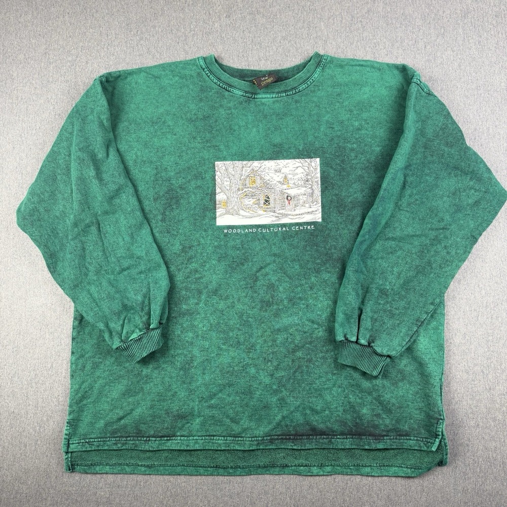 Vintage Genoa Bay Green Woodland Cultural Centre Sweater Women 2XL Canada